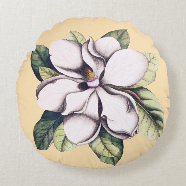 Magnolia Flower Round Cushion (Front)