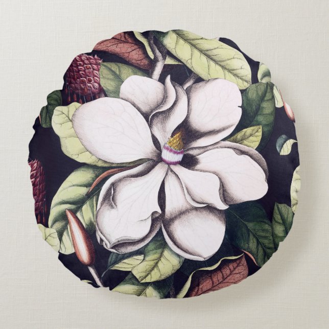 Magnolia Flower  Round Cushion (Front)