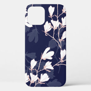 Magnolia flower seamless pattern with white flower iPhone 12 case