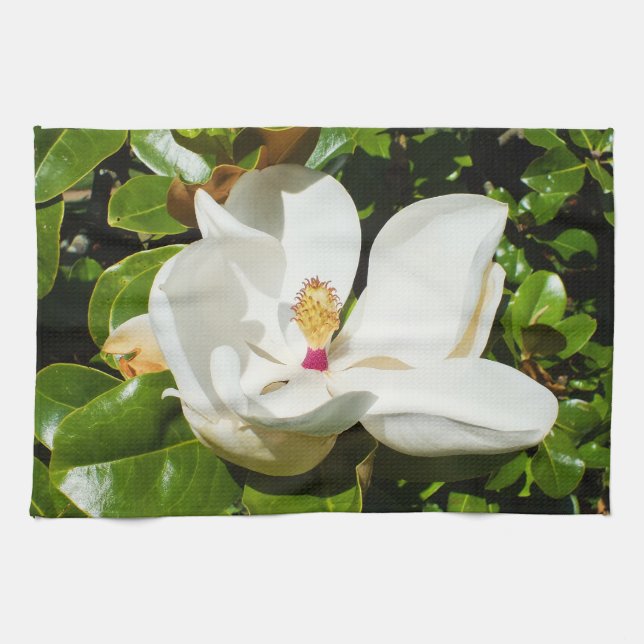 Magnolia flower tea towel (Horizontal)