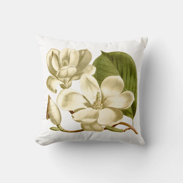 Magnolia Flower Throw Pillow (Front)