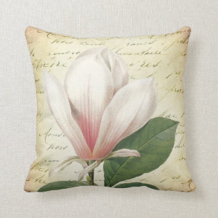 Magnolia Flower Vintage Botanical Cushion