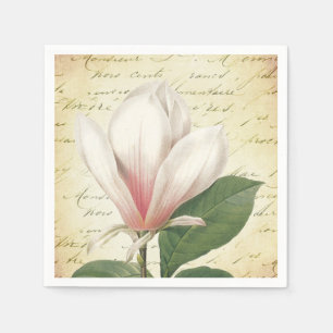 Magnolia Flower Vintage Botanical Napkin