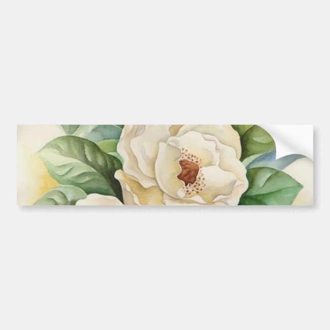 Magnolia Flower Watercolor Panting Bumper Sticker (Front)