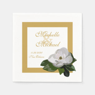 Magnolia Flower Wedding Event Napkin