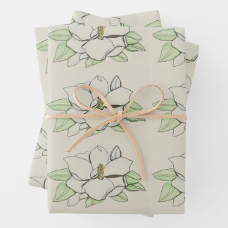 Magnolia Flower Wrapping Paper Sheet