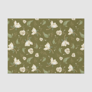 Magnolia Flowers and Leaves Botanical Nature Tissue Paper