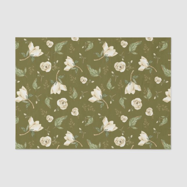 Magnolia Flowers and Leaves Botanical Nature  Tissue Paper (Front)