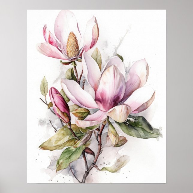 Magnolia Flowers Art Print Poster (Front)