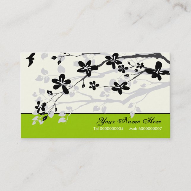 Magnolia flowers black grey floral business card (Front)