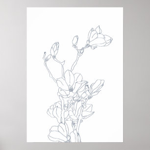 magnolia flowers drawing Poster