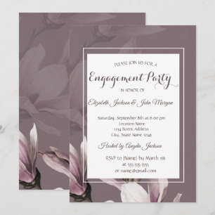 Magnolia Flowers Engagement Invitation