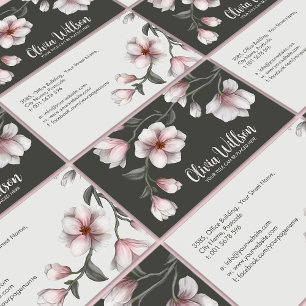 Magnolia Flowers Illustration Business Card