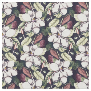 Magnolia Flowers Pattern Fabric