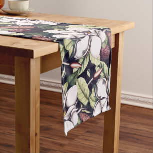 Magnolia Flowers Pattern  Short Table Runner