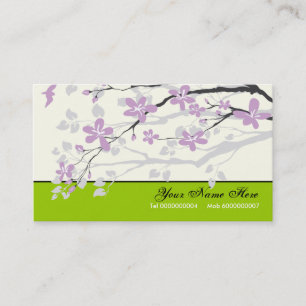 Magnolia flowers purple lime green floral business card