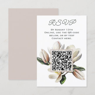 Magnolia Flowers RSVP QR code Enclosure Card