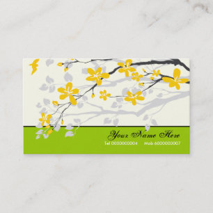 Magnolia flowers yellow lime green floral business card