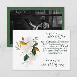 Magnolia Funeral Photo Thank You, Sympathy   Card
