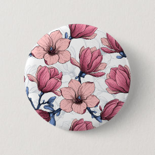Magnolia garden 2 6 cm round badge