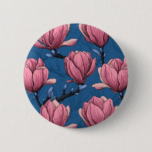 Magnolia garden 6 cm round badge