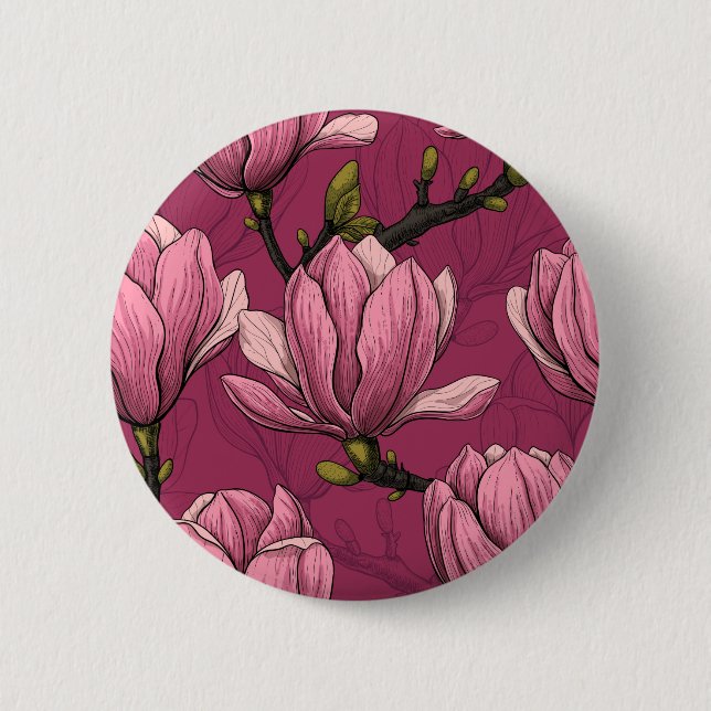 Magnolia garden 6 cm round badge (Front)