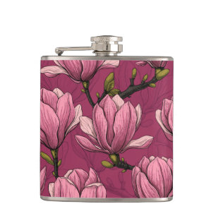 Magnolia garden hip flask