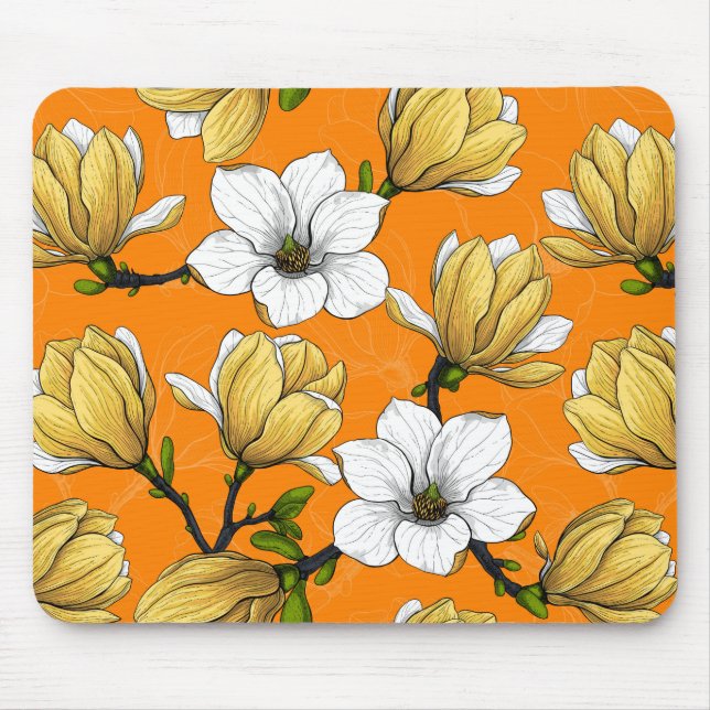 Magnolia garden in yellow mouse mat (Front)