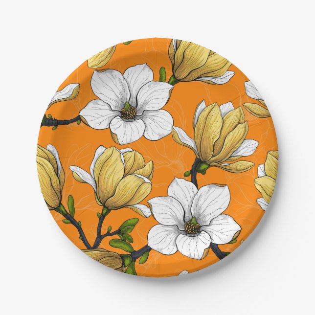 Magnolia garden in yellow paper plate (Front)