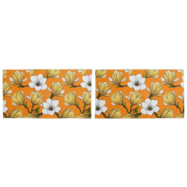 Magnolia garden in yellow pillowcase (Front-Set)