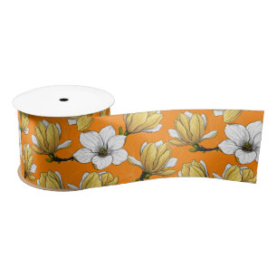 Magnolia garden in yellow satin ribbon