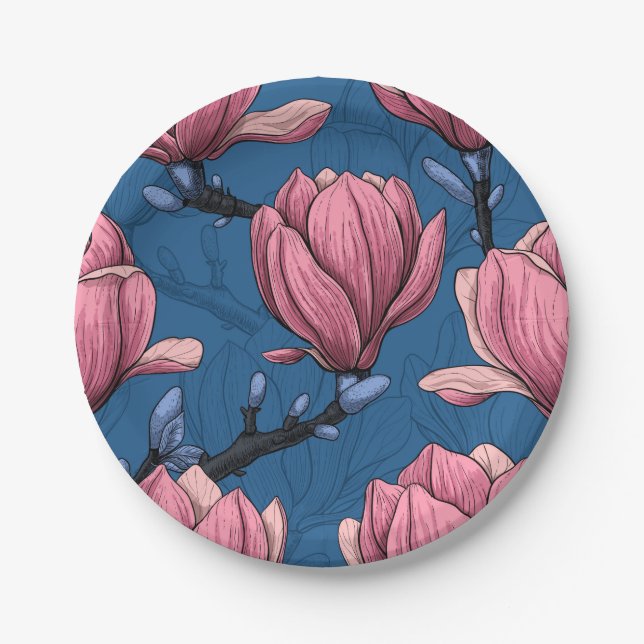 Magnolia garden paper plate (Front)