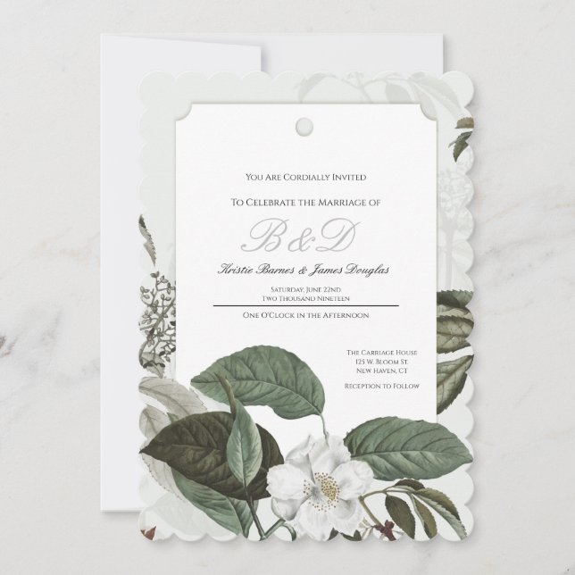 Magnolia Garden Scalloped Edge Wedding Invitation (Front)