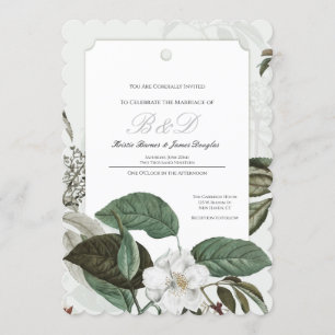 Magnolia Garden Scalloped Edge Wedding Invitation