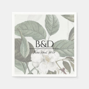 Magnolia Garden Wedding Monogram Cocktail Napkins