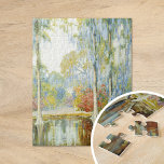 Magnolia Gardens | Alfred Hutty Jigsaw Puzzle<br><div class="desc">Magnolia Gardens (1920) | Alfred Hutty's Magnolia Gardens is a serene vintage painting that captures the beauty of a Southern garden in full bloom. The scene features tranquil waterways lined with vibrant magnolia trees, their blossoms creating a picturesque reflection on the still water. Hutty's use of delicate colours and fine...</div>