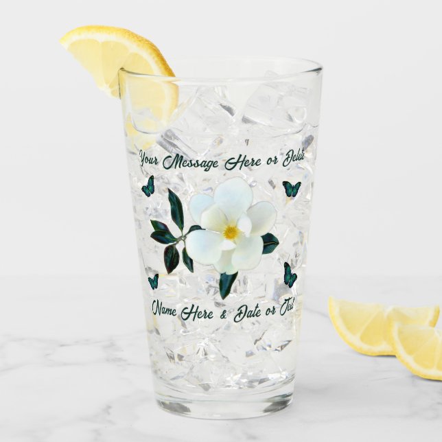 Magnolia Glass, Personalised Gifts for Her Glass (Front Ice)