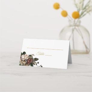 Magnolia Gold and Black Floral Place Card