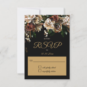 Magnolia Gold and Black Floral RSVP
