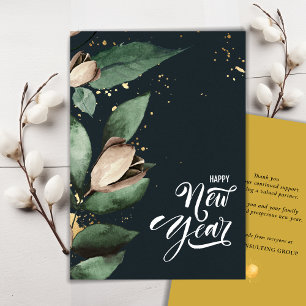Magnolia Gold Corporate Business Happy New Year Holiday Card