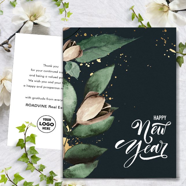 Magnolia Gold | Corporate Business Happy New Year Holiday Postcard (Creator Uploaded)