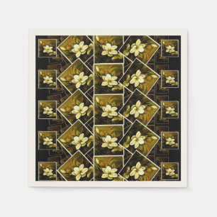 Magnolia Grandiflora Elegant Framed Mashup Napkins
