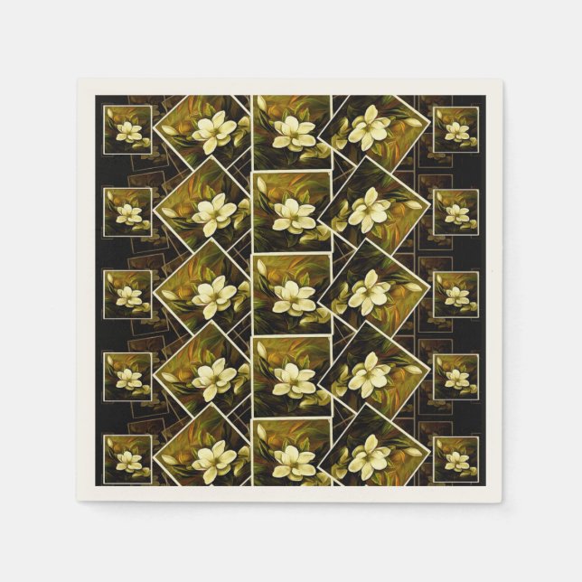 Magnolia Grandiflora Elegant Framed Mashup Napkins (Front)