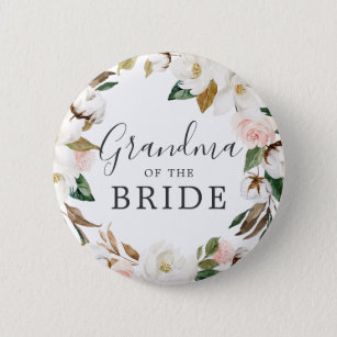 Magnolia Grandma of the Bride Bridal Shower 6 Cm Round Badge