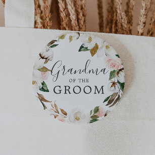 Magnolia Grandma of the Groom Bridal Shower 6 Cm Round Badge