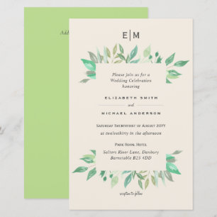 Magnolia Green Silence Budget Wedding Invite A9