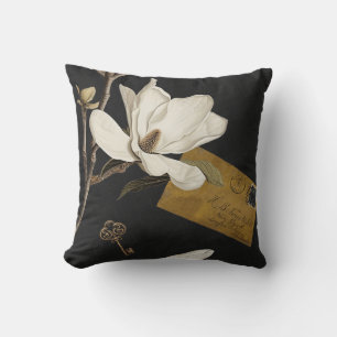 Magnolia Grove with Owls 05 Black White Mustard Cushion