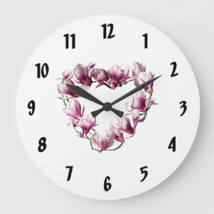 Magnolia Heart Large Clock