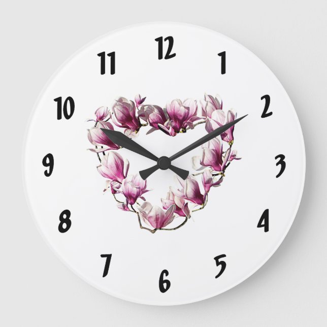 Magnolia Heart Large Clock (Front)