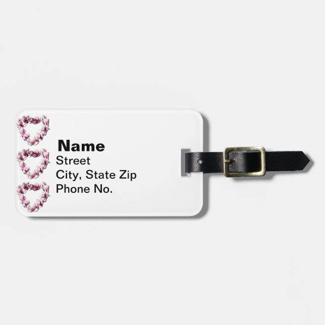 Magnolia Heart Luggage Tag (Front Horizontal)